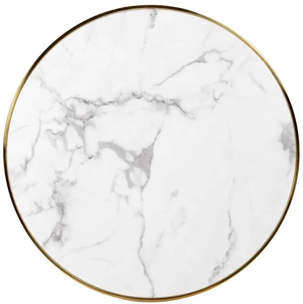 Osteria 2-Seater Round Dining Table with Gold Trim - White