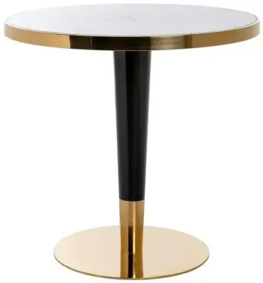 Osteria 2-Seater Round Dining Table with Gold Trim - White