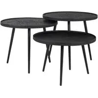 Oxford 3 Tier Round Coffee Tables - Black