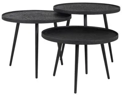 Oxford 3 Tier Round Coffee Tables - Black image