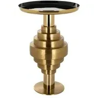 Renao Round End Table - Black, Gold
