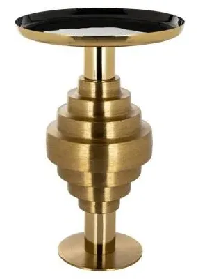 Renao Round End Table - Black, Gold image