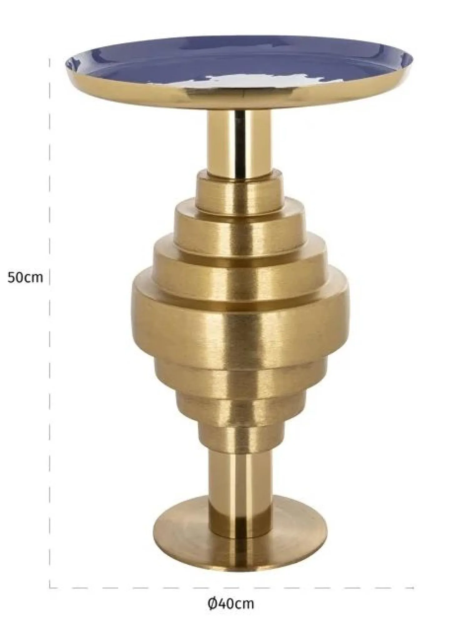 Renao Round End Table - Blue, Gold