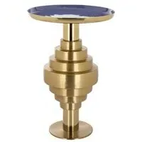 Renao Round End Table - Blue, Gold