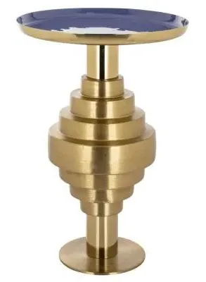 Renao Round End Table - Blue, Gold