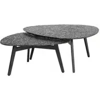 Riley Triangular 2 Tier Coffee Table - Black, Glass