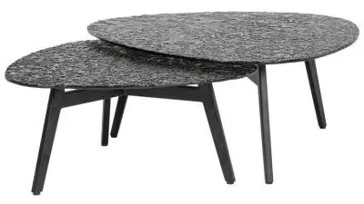 Riley Triangular 2 Tier Coffee Table - Black, Glass