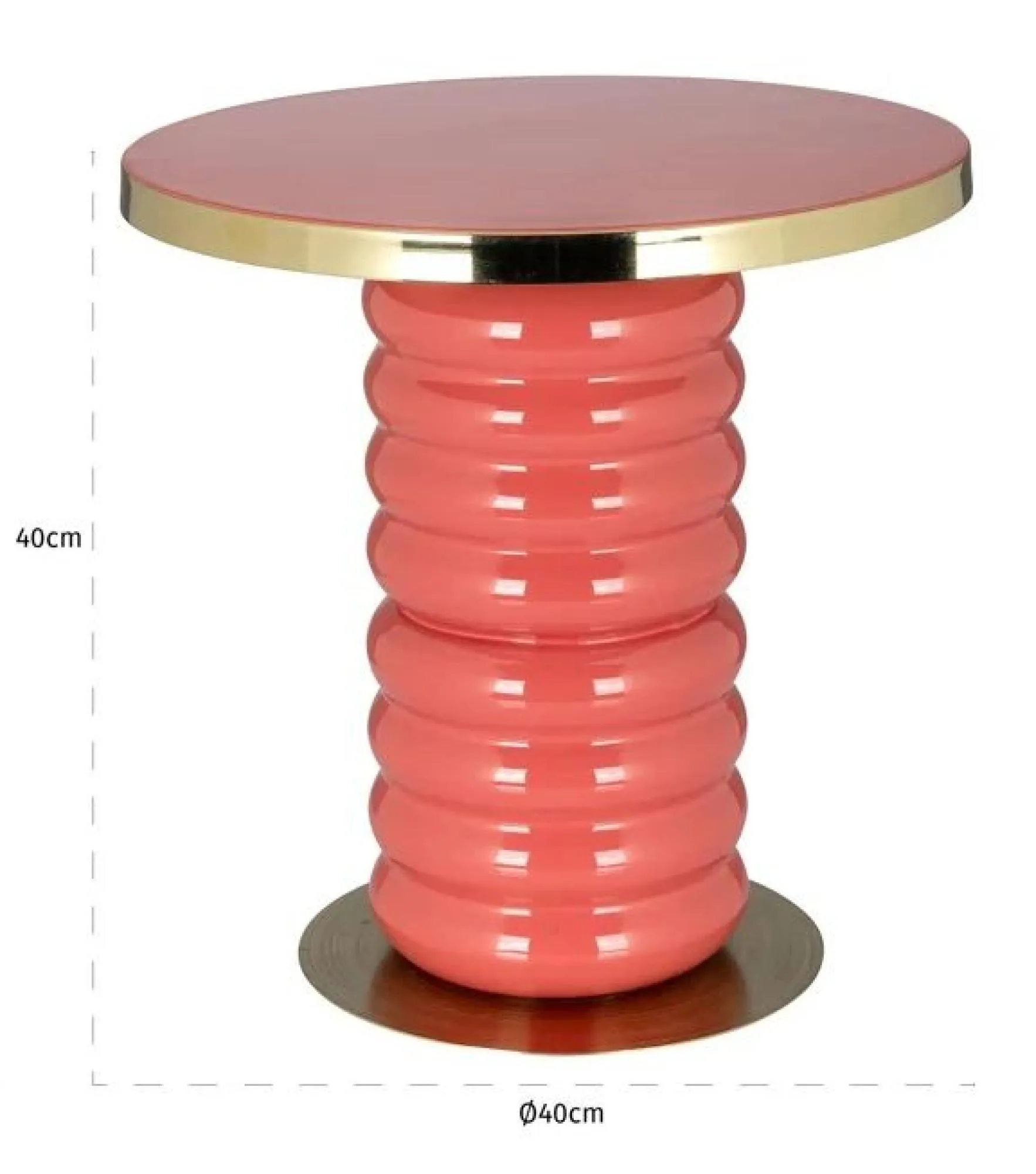 Shirin Round End Table with Gold Trim - Pink