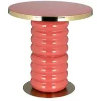Shirin Round End Table with Gold Trim - Pink