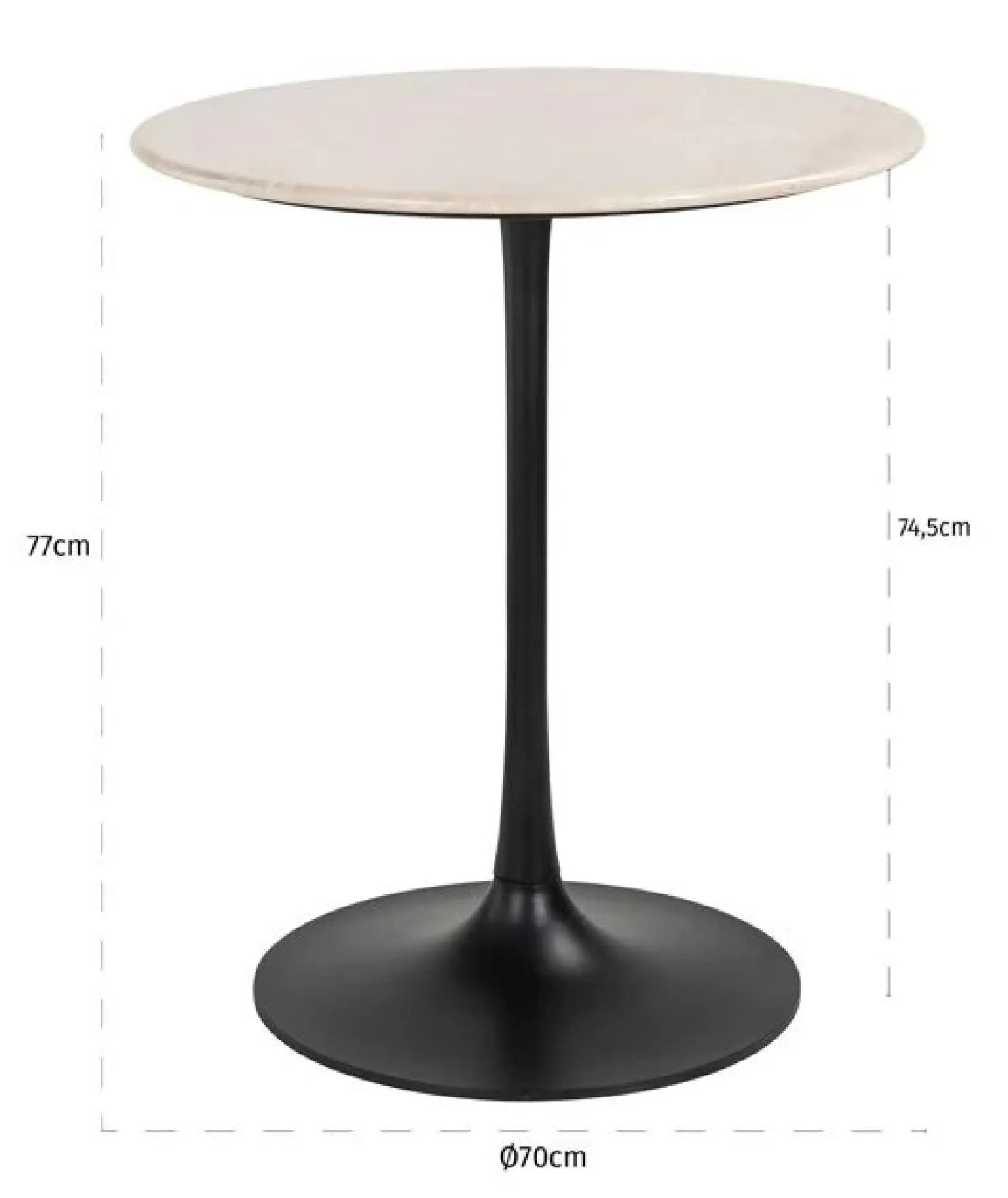 Tavolo Round Bistro Table with Tulip Base - Black, Marble