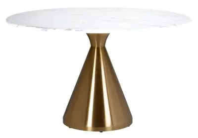 Tenille 4-Seater Round Dining Table - White, Marble