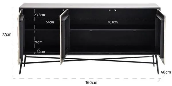 Tetro Large 3 Door Sideboard - Gold