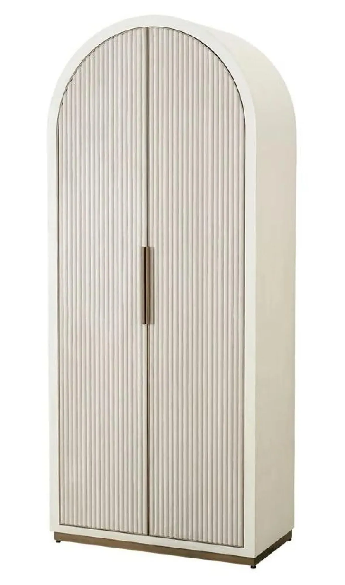 Tivoli 2 Door Arched Cabinet with Gold Trim - White