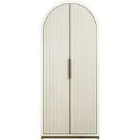 Tivoli 2 Door Arched Cabinet with Gold Trim - White