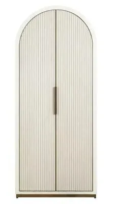 Tivoli 2 Door Arched Cabinet with Gold Trim - White image