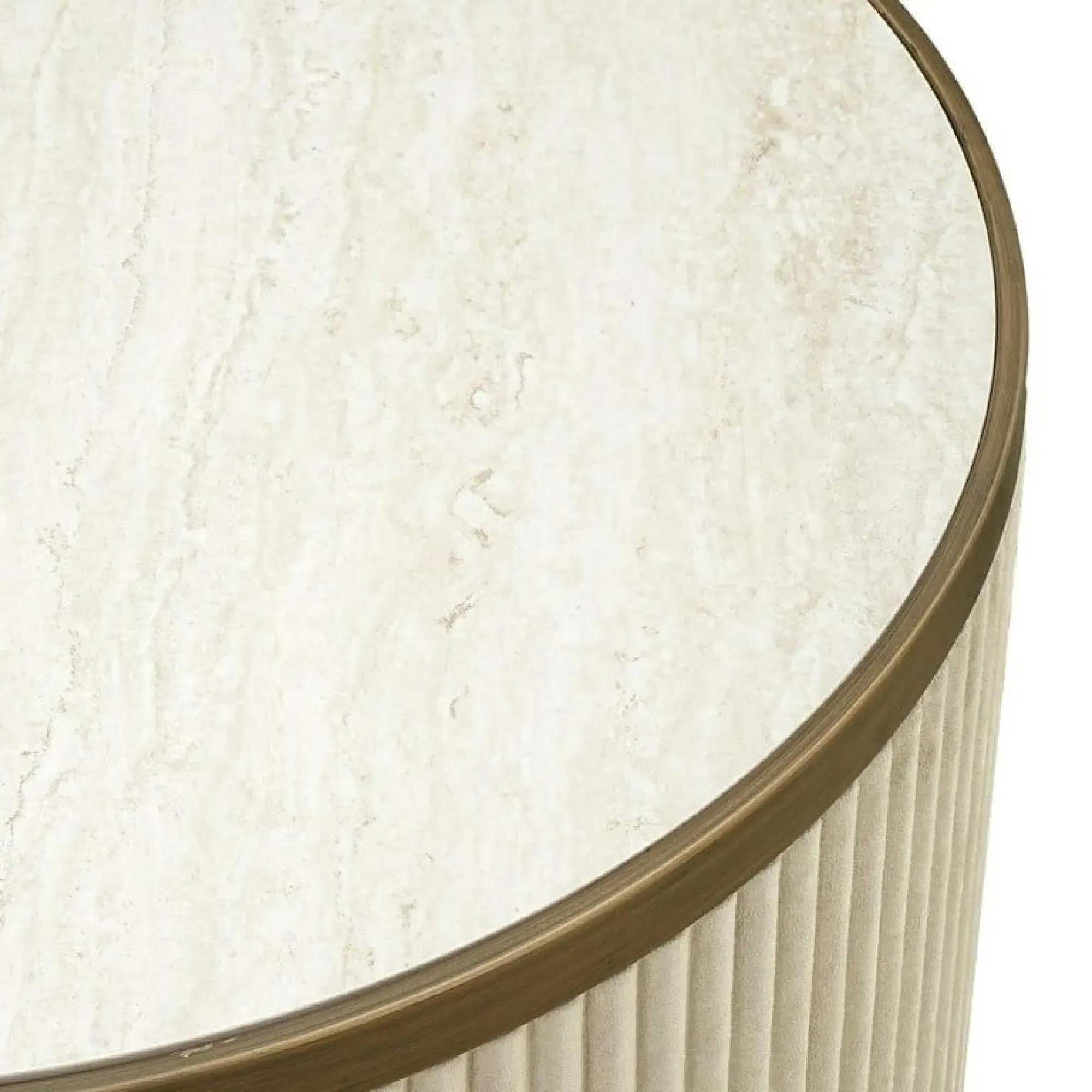 Tivoli 2-Tier Coffee Tables Set of 2 with Gold Trim - White