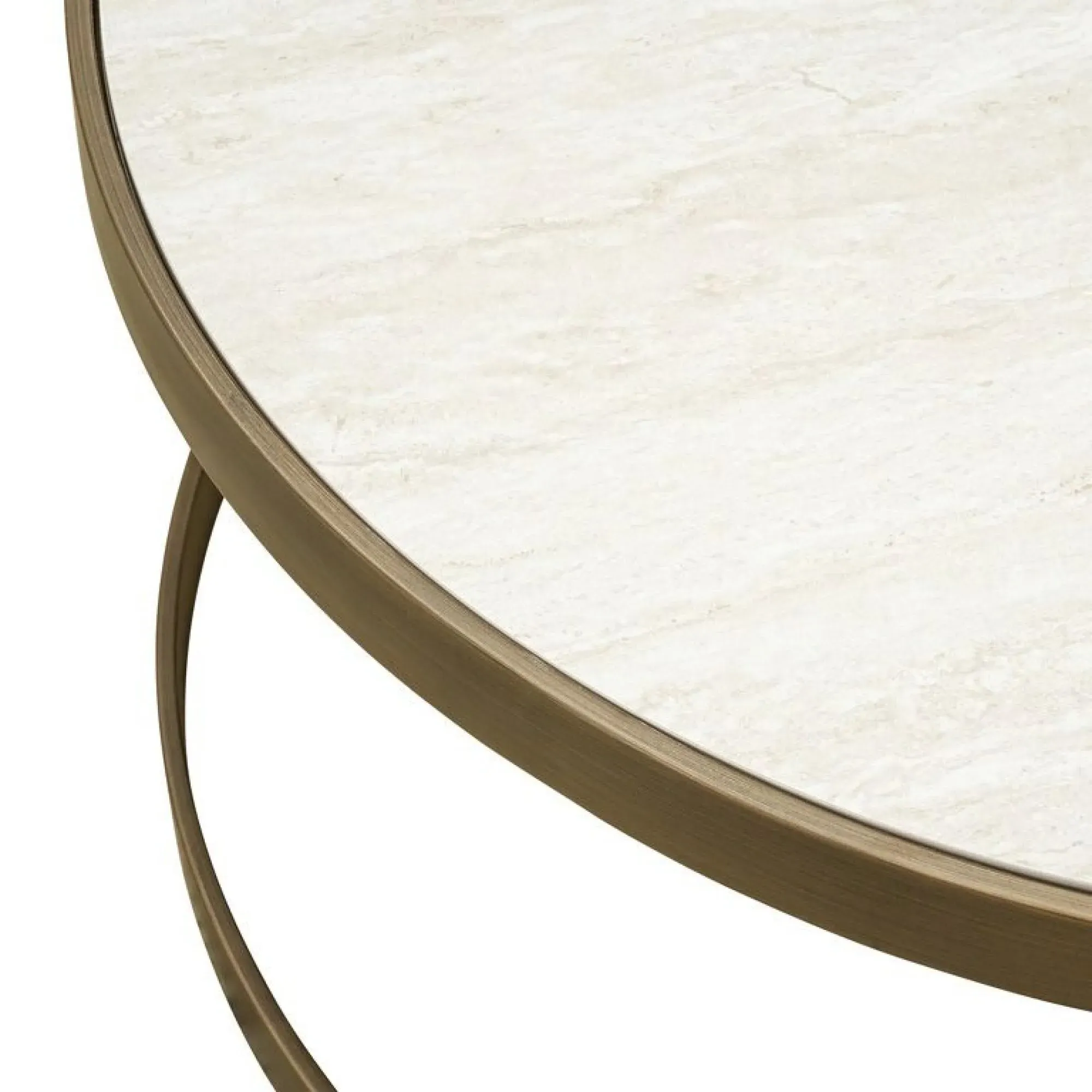 Tivoli 2-Tier Coffee Tables Set of 2 with Gold Trim - White