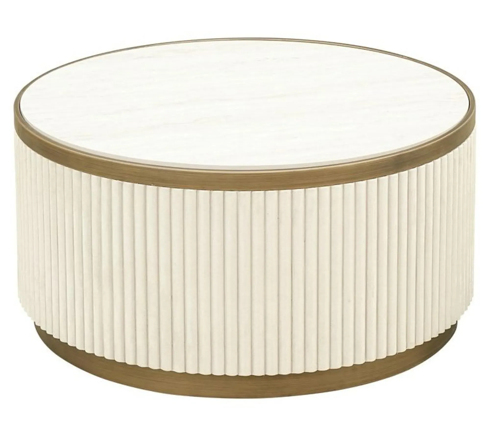 Tivoli 2-Tier Coffee Tables Set of 2 with Gold Trim - White