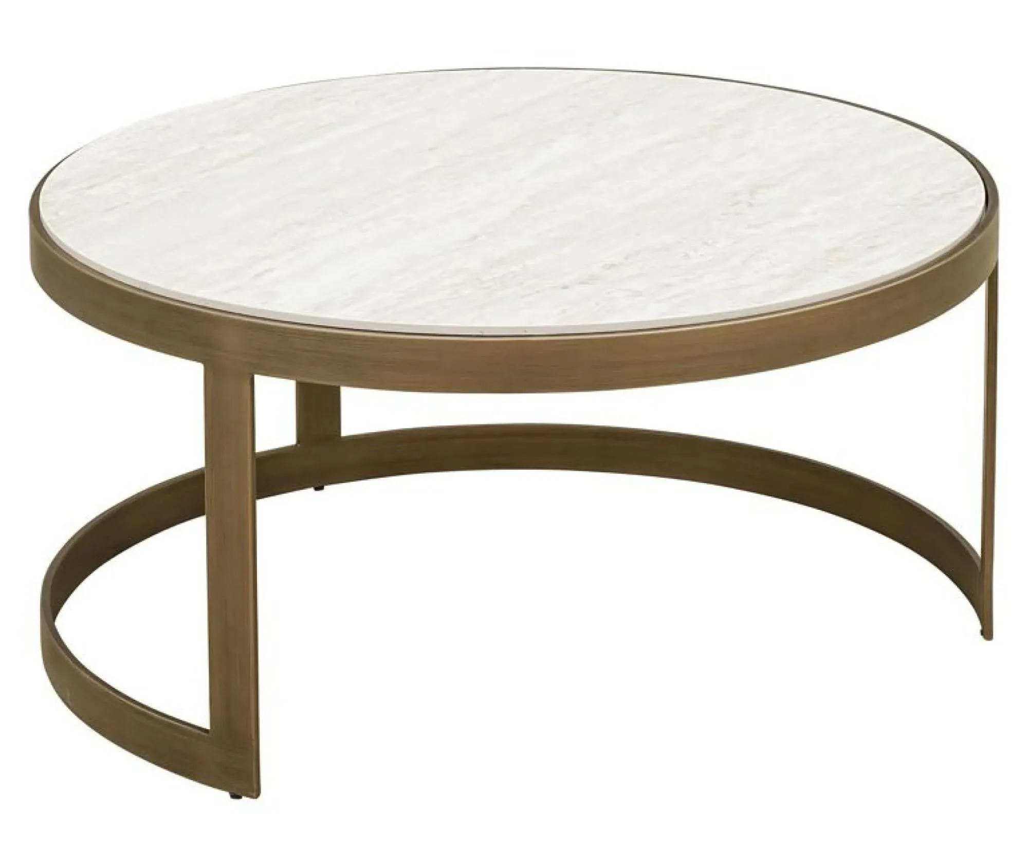 Tivoli 2-Tier Coffee Tables Set of 2 with Gold Trim - White