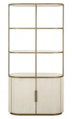 Tivoli Storage Shelving Unit with Gold Trim - White