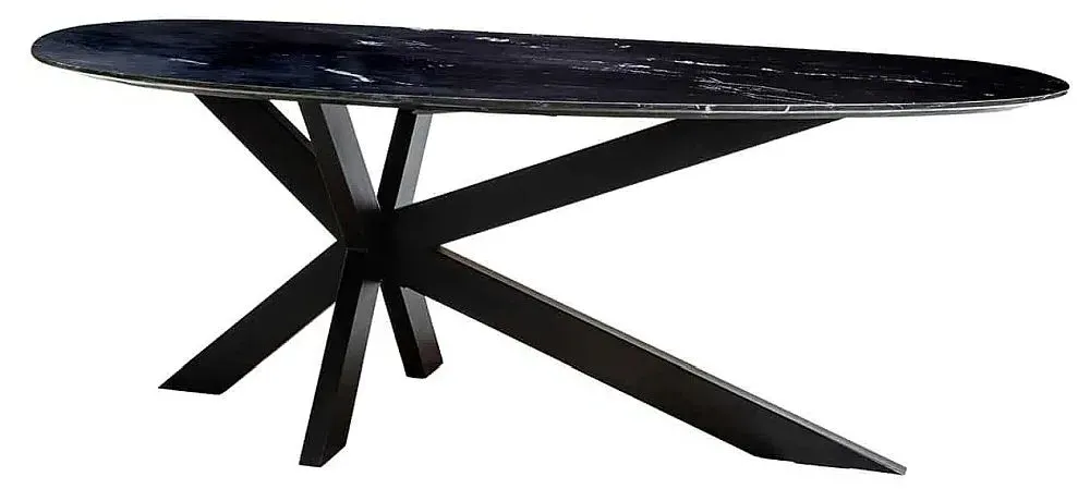 Trocadero 8-Seater Dining Table with Spider Legs - Black, Marble