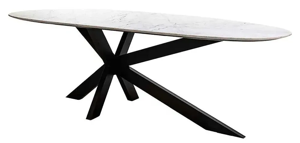 Trocadero 8-Seater Dining Table with Spider Legs - White, Marble