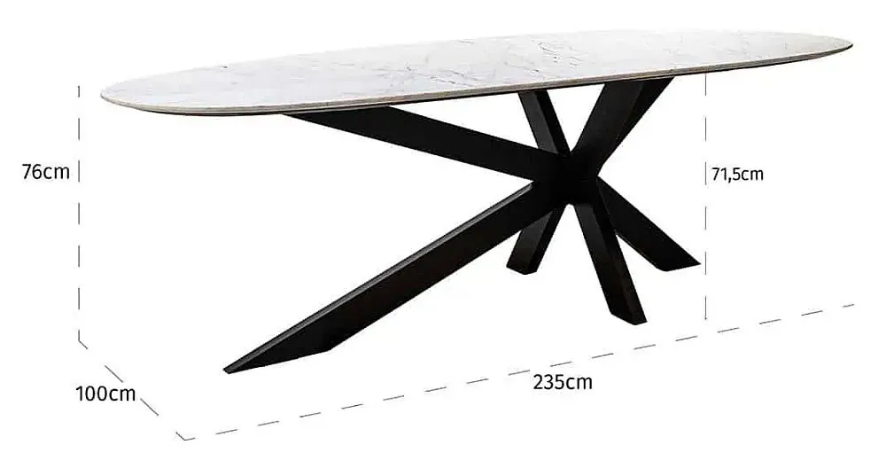Trocadero 8-Seater Dining Table with Spider Legs - White, Marble