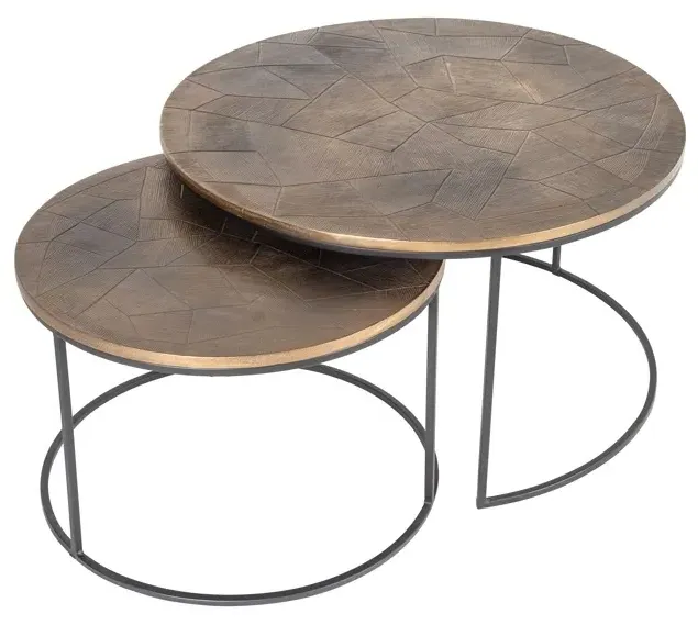 Tulum 2 Tier Round Coffee Table - Brushed Gold