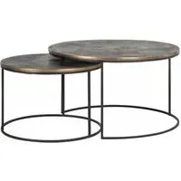Tulum 2 Tier Round Coffee Table - Brushed Gold