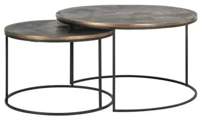 Tulum 2 Tier Round Coffee Table - Brushed Gold