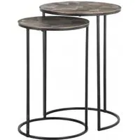 Tulum Set of 2 Round End Tables - Brushed Gold