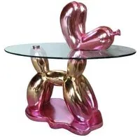 Usha Glass Top End Table - Pink