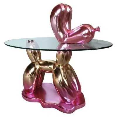 Usha Glass Top End Table - Pink image