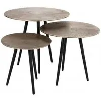 Villisca Set of 3 Round Side Tables - Champagne Gold