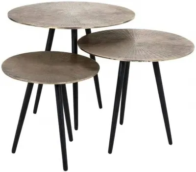 Villisca Set of 3 Round Side Tables - Champagne Gold image