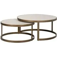 Whitebone 2 Tier Round Coffee Table - Grey, Brass