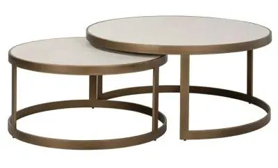 Whitebone 2 Tier Round Coffee Table - Grey, Brass
