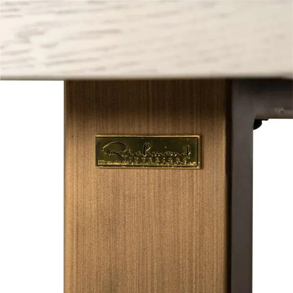 Whitebone 8 Seater Dining Table - Grey, Brass