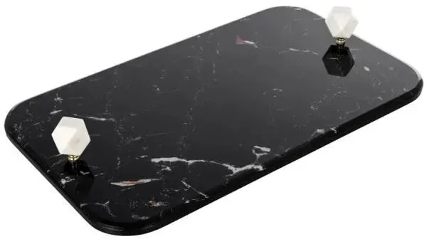 Yaya Tray - Black, Marble Effect