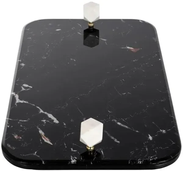 Yaya Tray - Black, Marble Effect