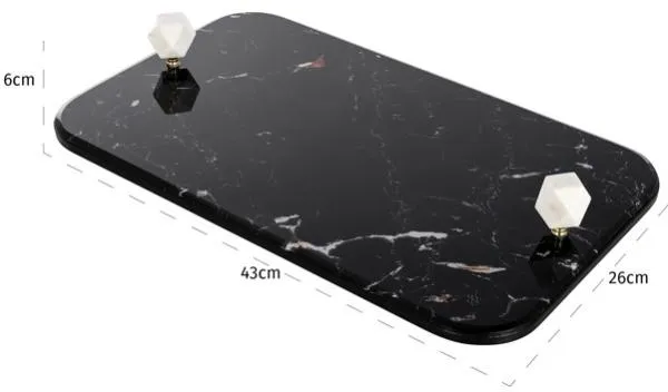 Yaya Tray - Black, Marble Effect