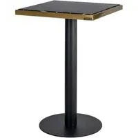 Zenza 2-Seater Square Pedestal Dining Table - Black, Marble Effect