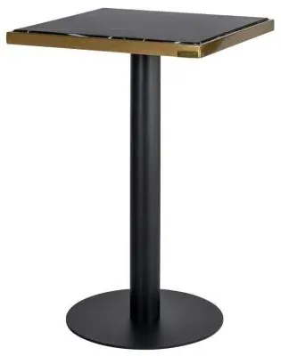 Zenza 2-Seater Square Pedestal Dining Table - Black, Marble Effect image