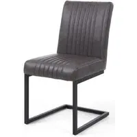 Archer Cantilever Dining Chair - Grey, Leather