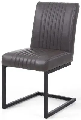 Archer Cantilever Dining Chair - Grey, Leather image