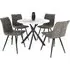 Avesta Round Dining Table and 4 Rodeo Chairs - White, Dark Grey
