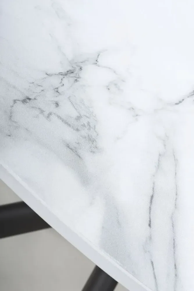 Avesta Round Dining Table - White, Marble Effect