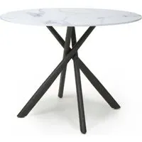 Avesta Round Dining Table - White, Marble Effect