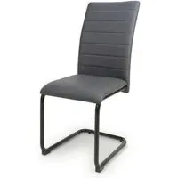 Carlisle Dining Chair Set of 4 - Grey, Leather Effect