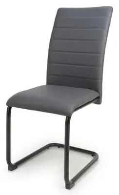 Carlisle Dining Chair Set of 4 - Grey, Leather Effect